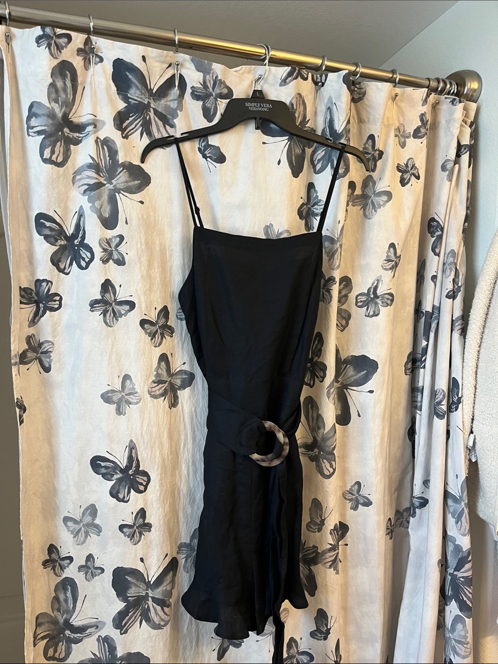 LOFT Black Spaghetti-Strap Jumpsuit with Ring Belt